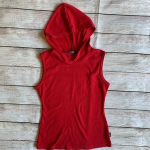 Denim & Blues | Girls Red Sleeveless Hoodie